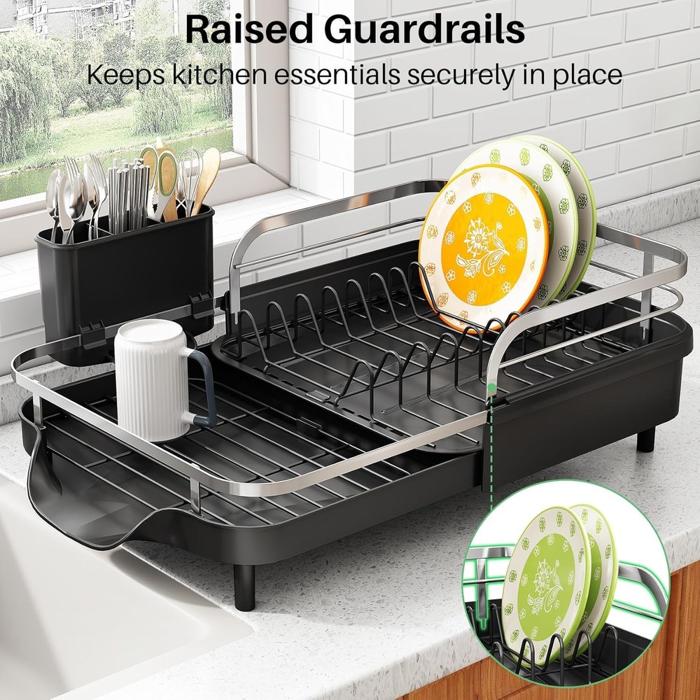 Dish Drying Rack Expandable Dish Rack Kitchen Counter Rust-Resistant Dish