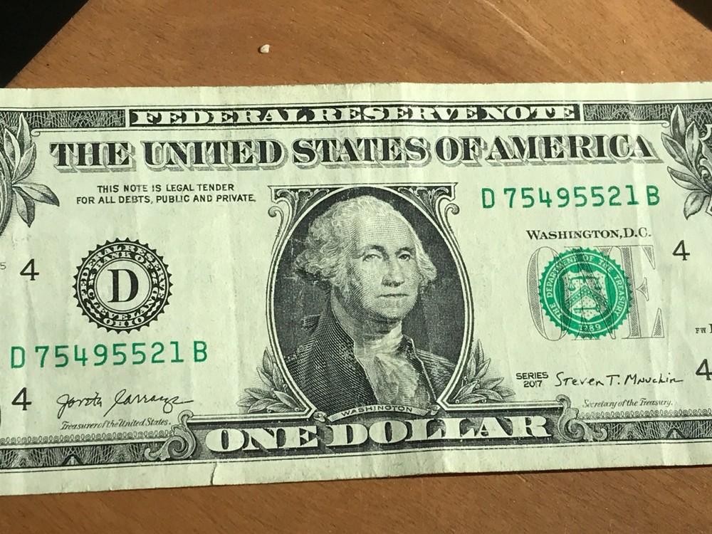 2017 1 Dollar Bill light/heavy Ink ERROR Serial Number .