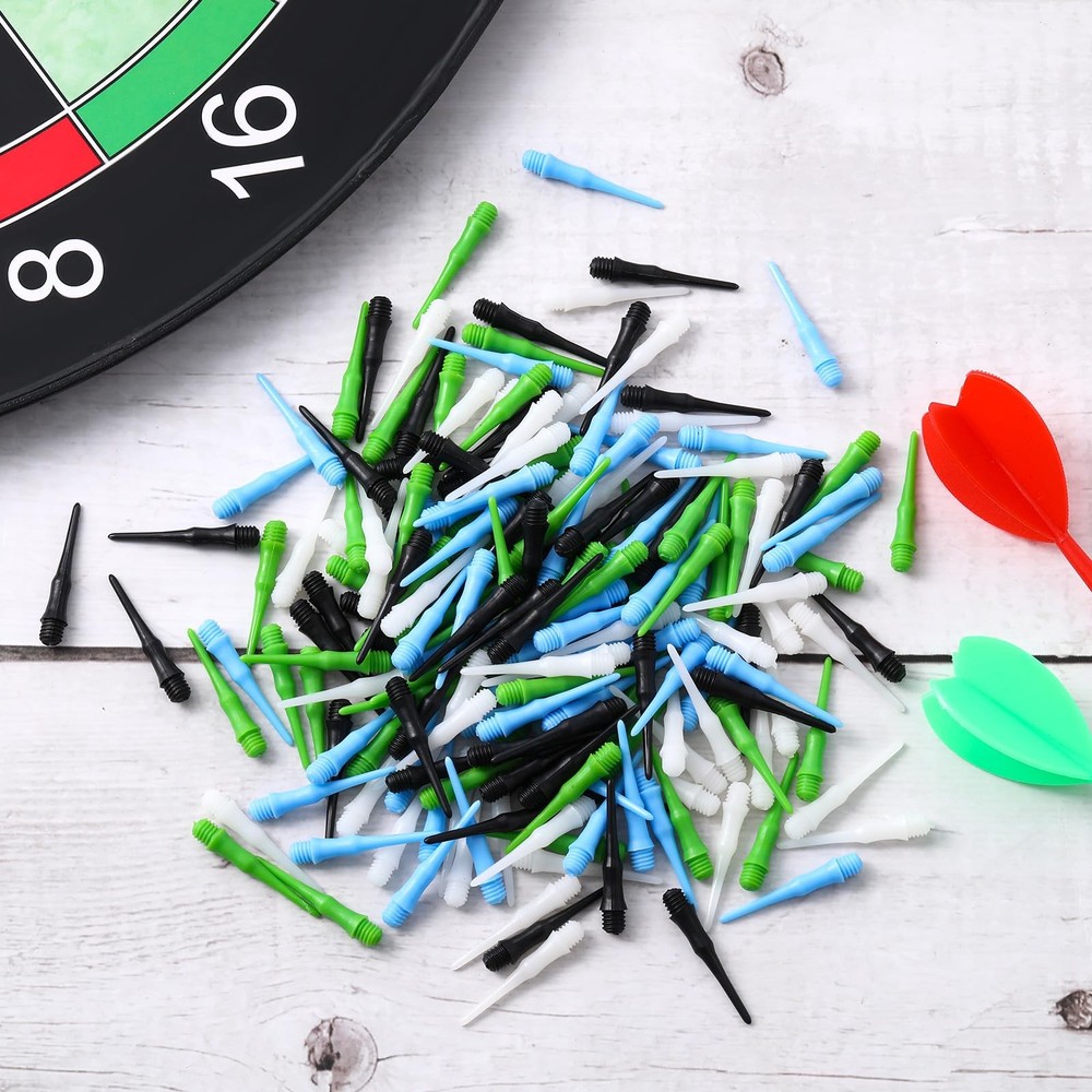 VioraWhite 200 Pack 2BA Thread Soft Tip Dart Points Plastic Multicolor