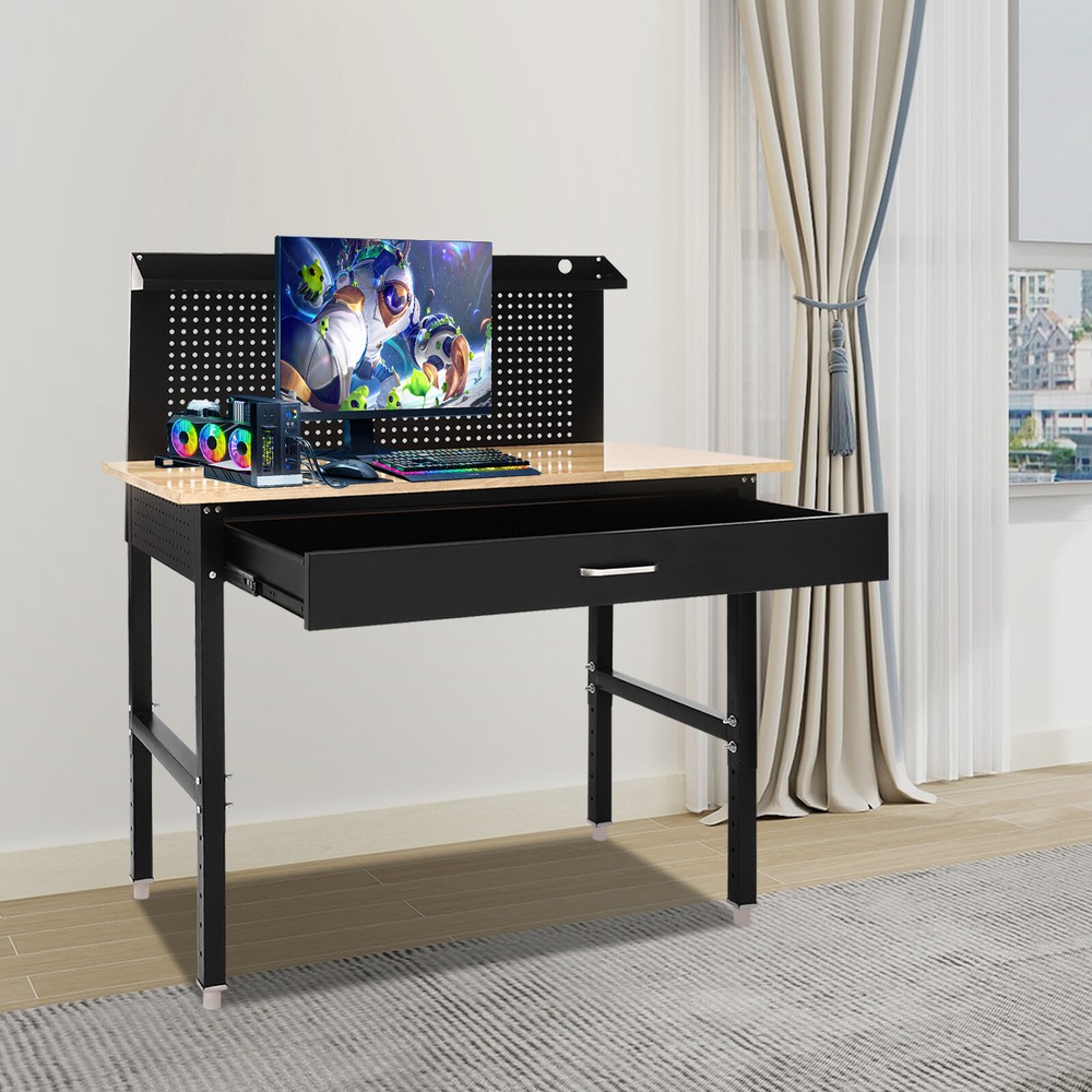 Adjustable Garage Workbench Work Bench for Garage Office Home 48"×24''