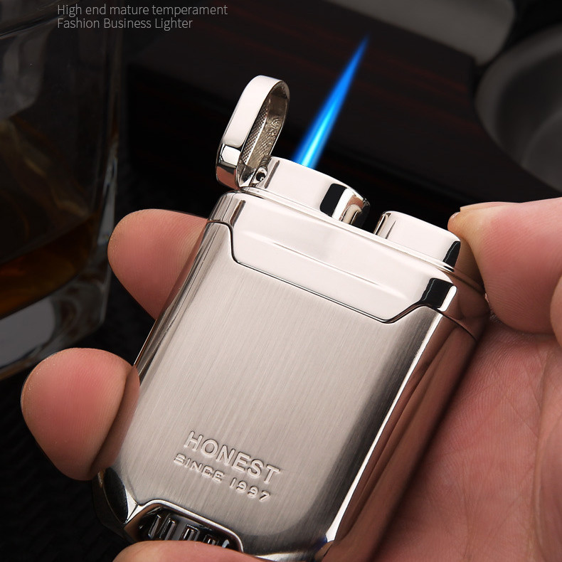 Windproof Inflatable Metal Lighter Direct Blue Flame Cigarette Lighter Men'sGift