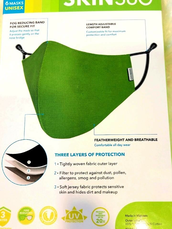 SKIN360 Face Mask, 1 BOX Size Small (6 pk.)