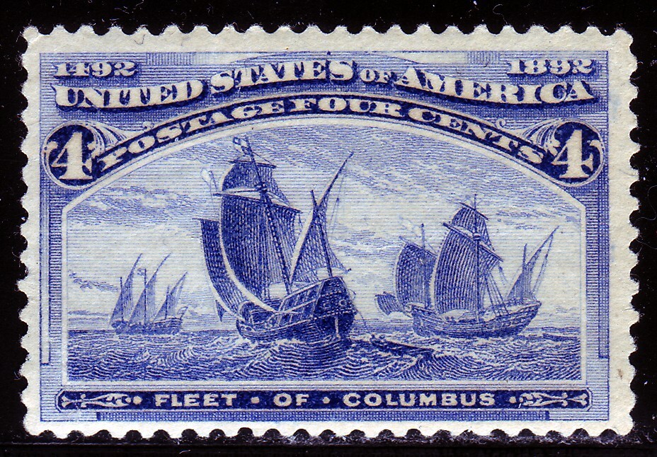 #233 FOUR CENT COLUMBIAN.  MEDIUM FINE 4. MODERATE FAULTS. SCV $55