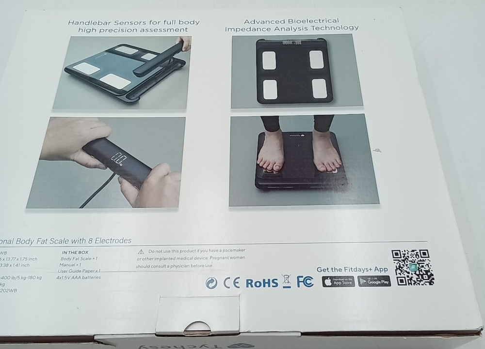 Professional Body Fat Scale With 8 Electrodes Black