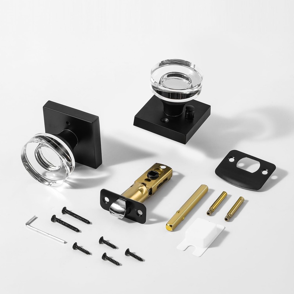 Matte Black Door Knob Glass Door Knobs Interior Privacy Door Knobs with Lock ...