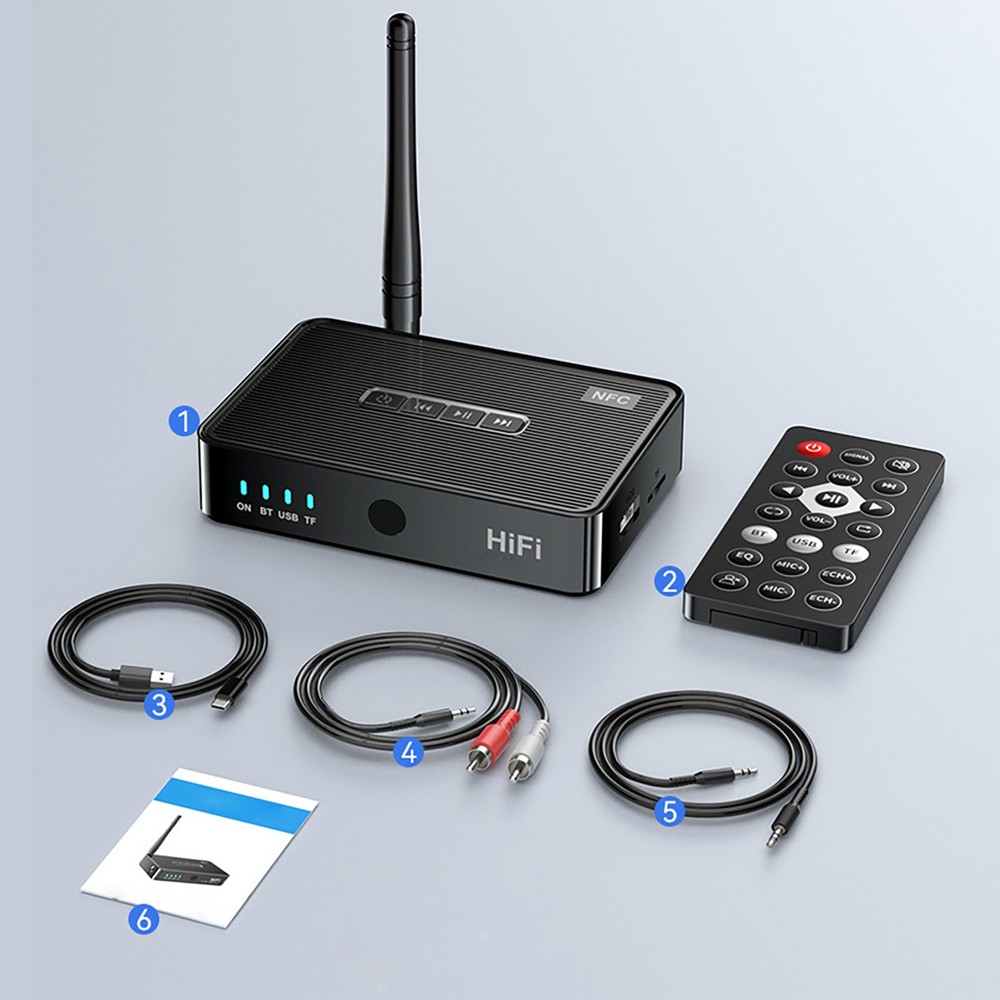 3in1 Bluetooth 5.1 Receiver Wireless NFC to RCA Stereo Audio Amplifier Adapter E