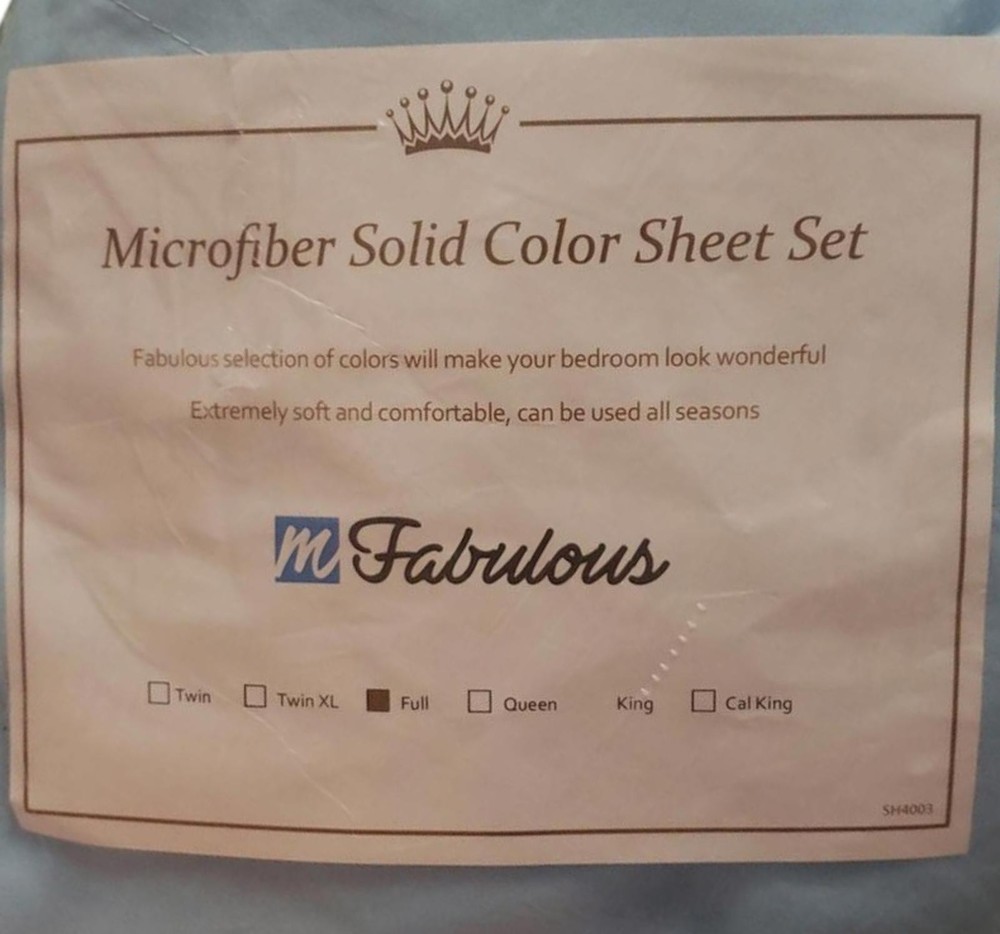 mFabulous Microfiber Solid Color Sheet Set - Full Size - Light Blue
