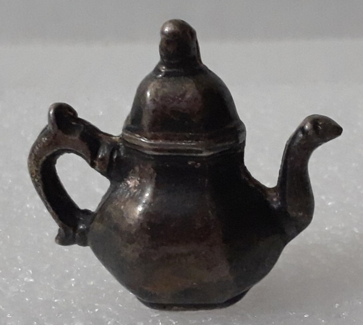 Heavy Vintage Silver-plate not marked  Miniature Teapot 1.5 Inches Tall