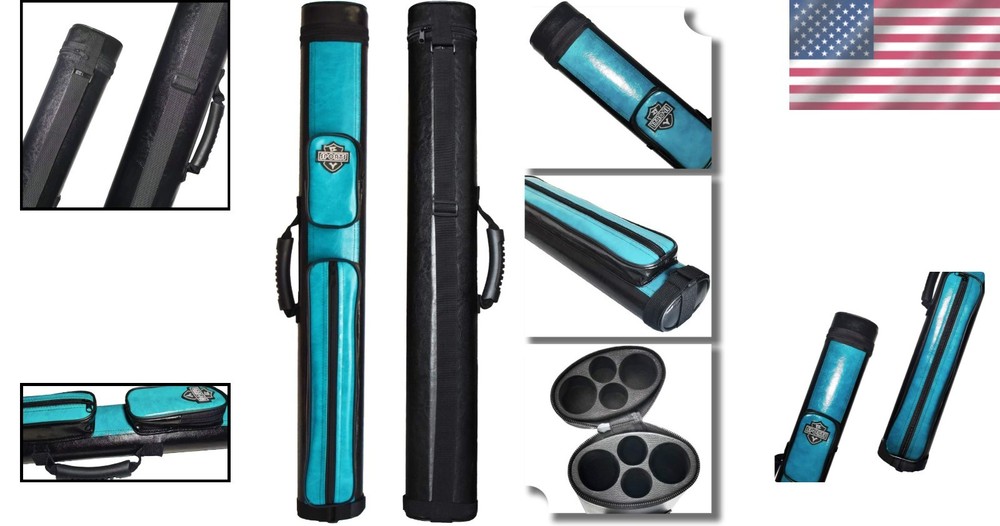 Stylish 2x2 Hard Billiard Cue Case - Adjustable Strap & Waterproof Protection