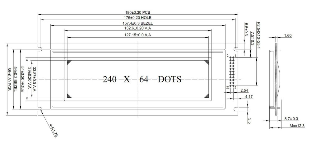 Black 240x64 Graphic LCD Display Module LCM w/RA6963,T6963 Controller w/Tutorial
