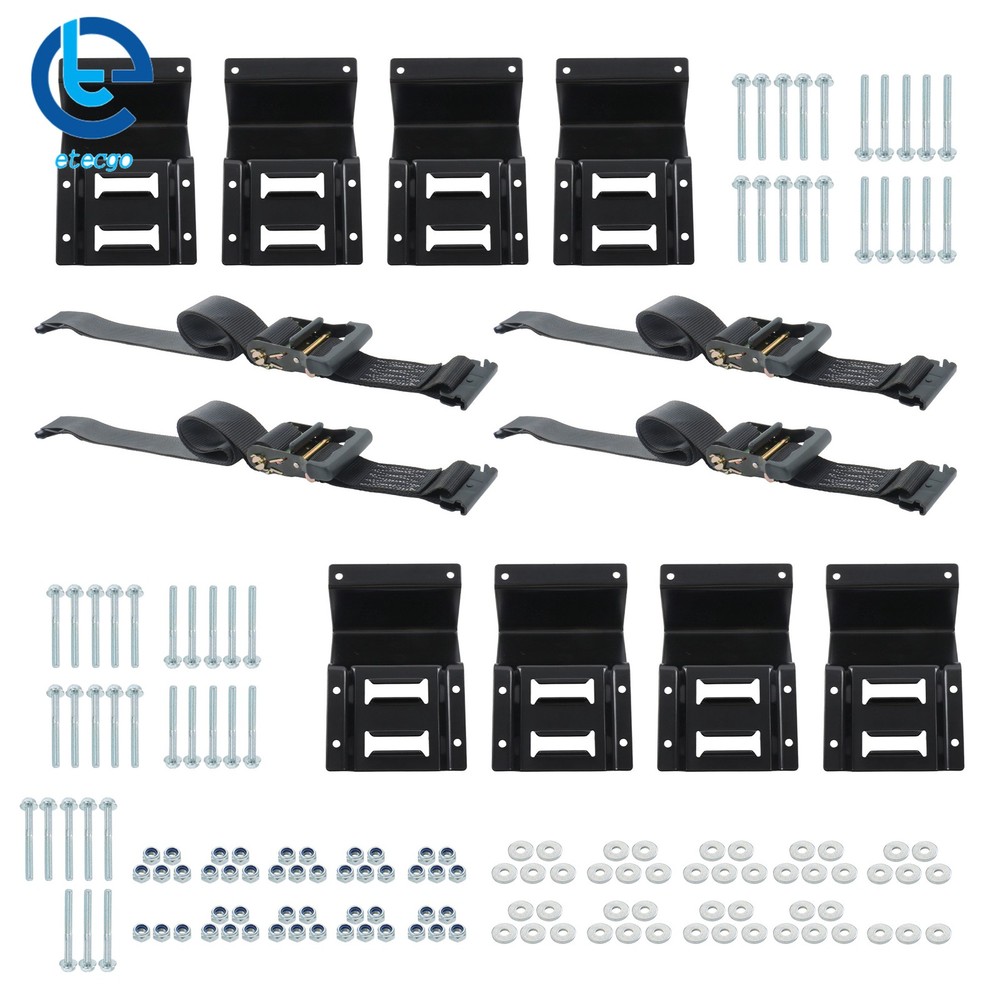 Black Wheel Chock and Ratchet Strap Bundle 2 Sets 9ft With Storage Bag For Van