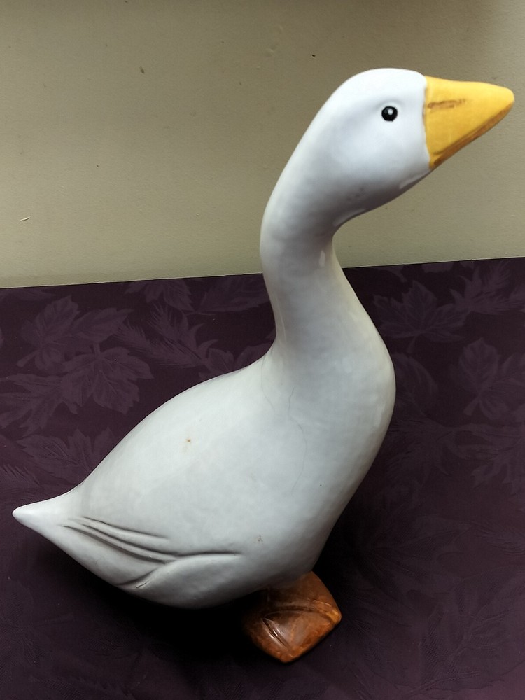 Ceramic White Goose Signed Made In Italy