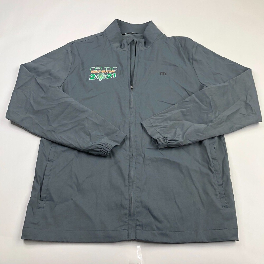 Travis Mathew Medium Gray VERY THIN Stretch Mens Full Zip Jacket MINT LOGO