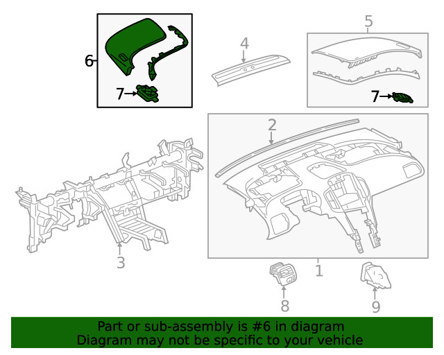 Genuine GM Urban Driver Side Instrument Panel Upper Trim Panel 22886841
