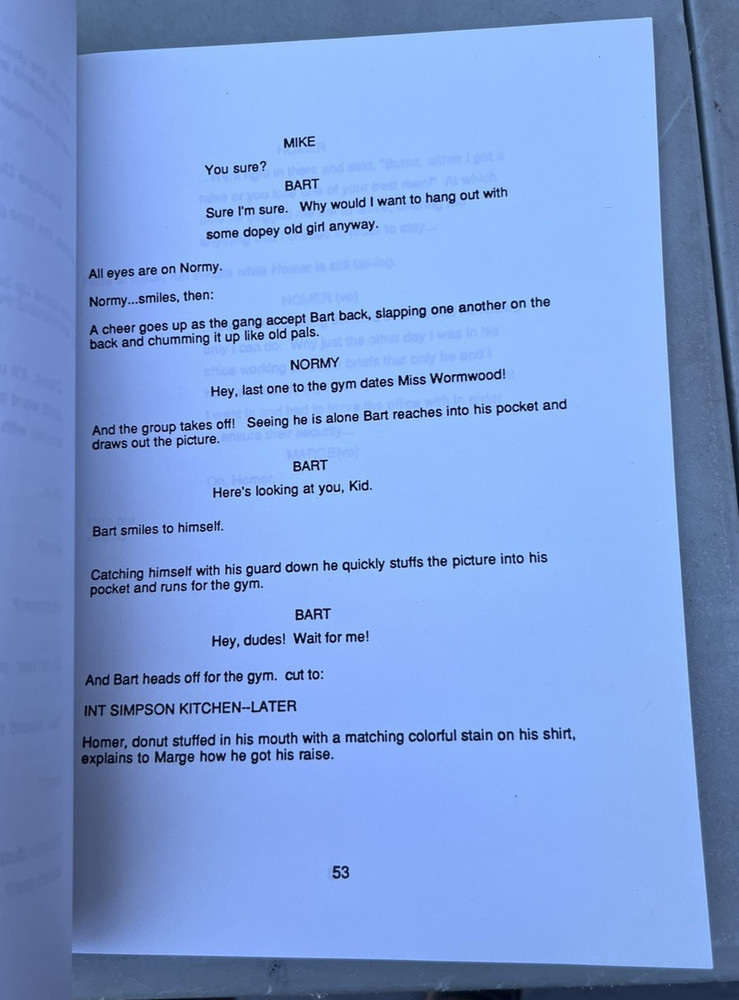 The Simpons Series Spec Unproduced Script Lot Bart Sells Out & First Girlfriend