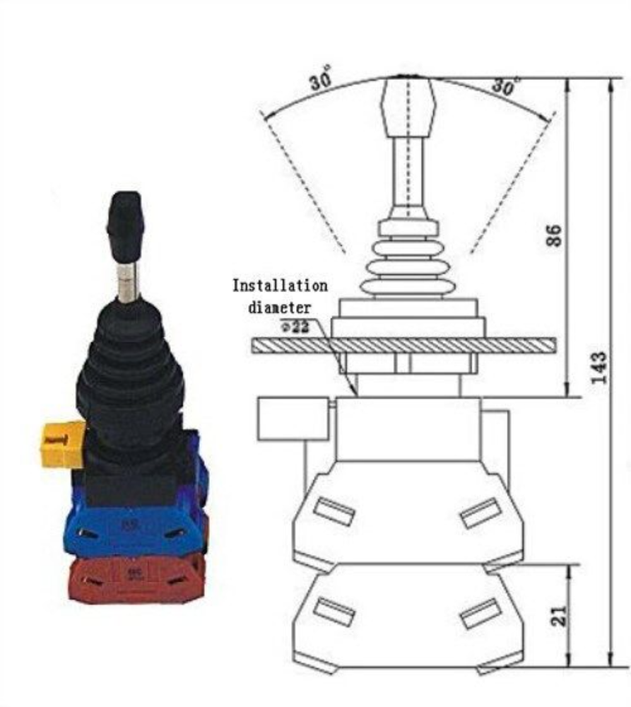 4NO 4 Position Momentary Type Monolever Joystick Switch HKD-FW24
