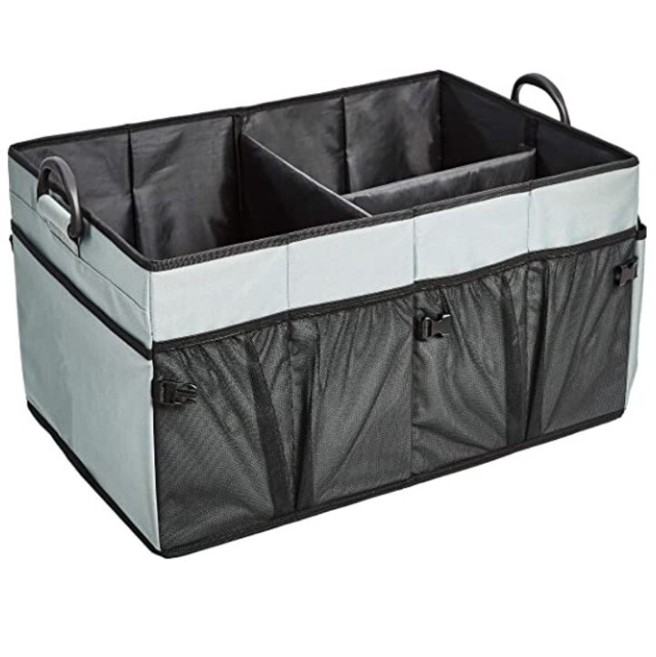 Foldable Cargo Boot/Trunk Organizer with Plastic Handles - Grey