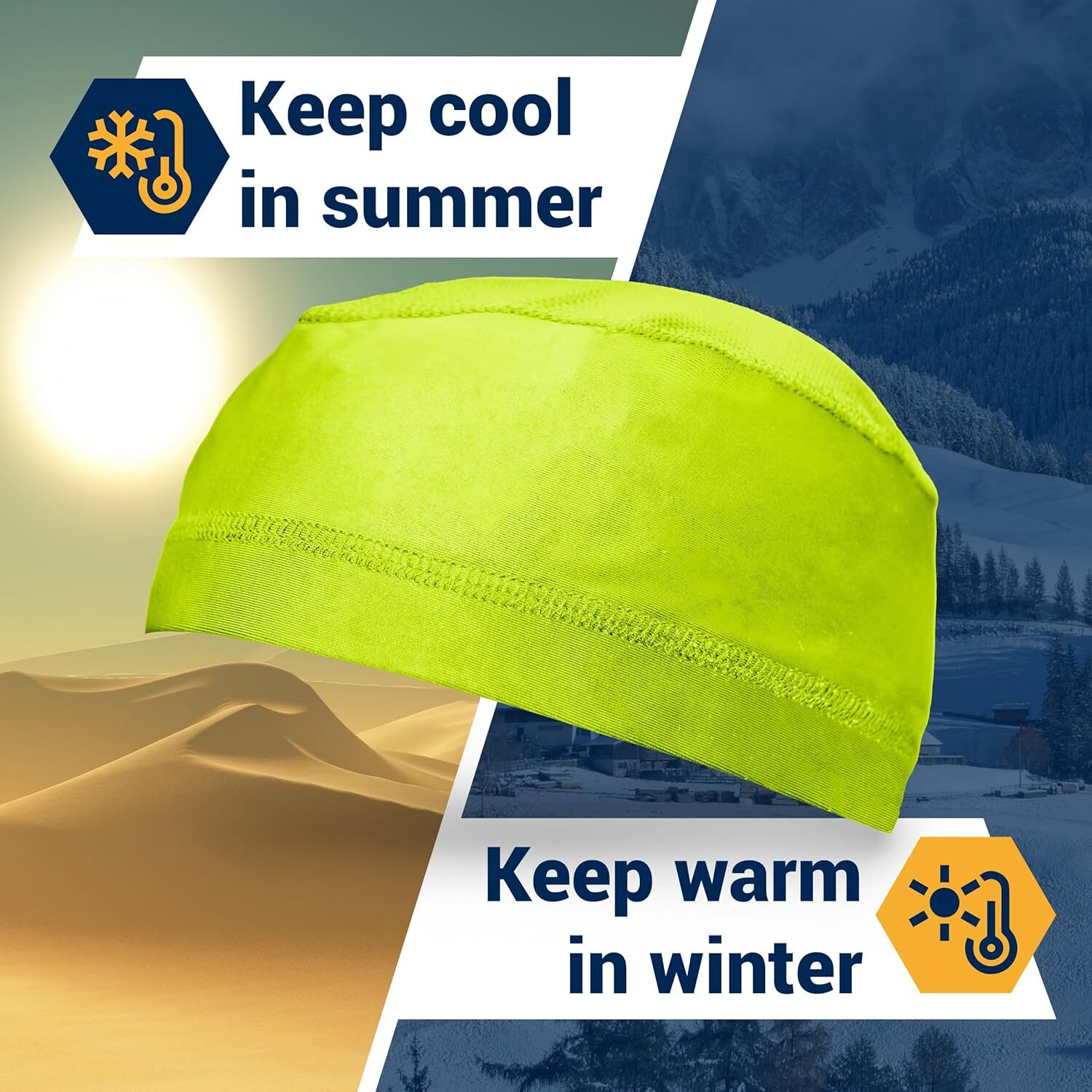 Hard Hat Liner - Skull Cap Helmet for Men. Cooling Cap, Yellow