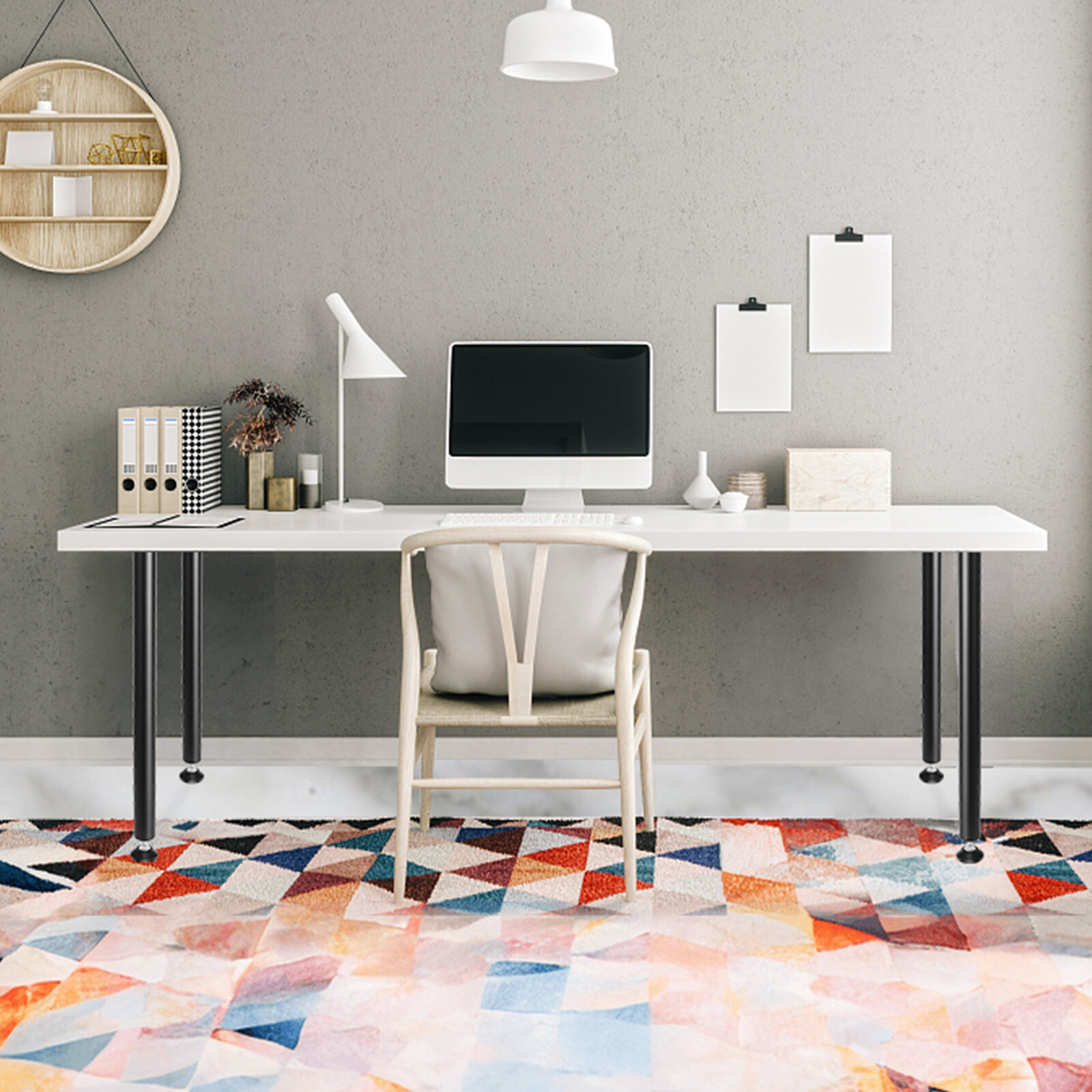 VEVOR 28" Solid Steel Adjustable Desk Legs Office Table Furniture Set of 4 Black