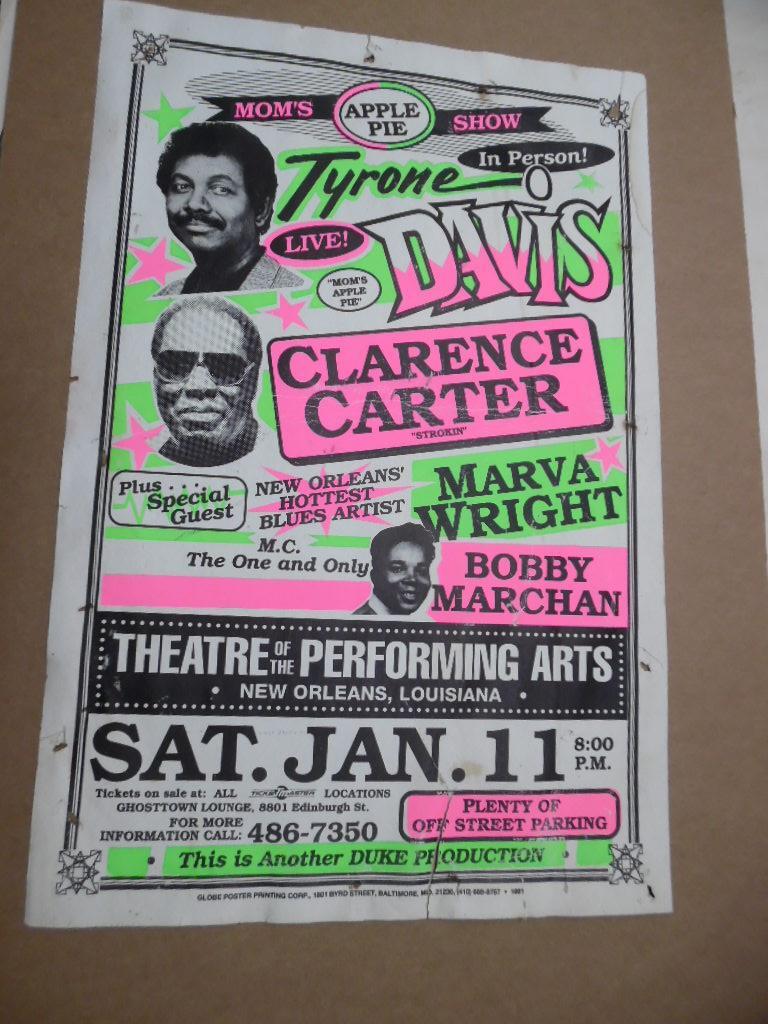 Vintage Tyrone Davis Clarence Carter R&B Blues Soul Concert Poster New Orleans