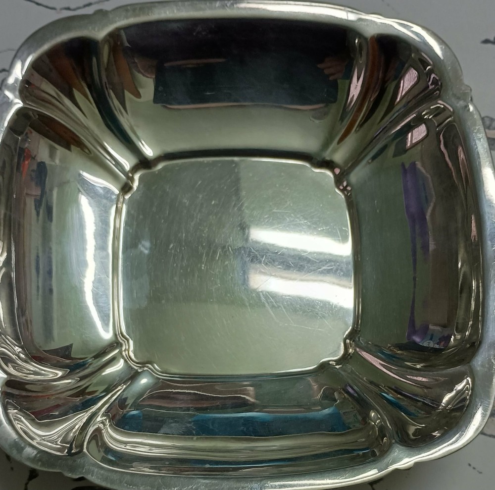 Reed & Barton #1023 Silver-Plate Square Candy Bowl-Pattern/Shannon