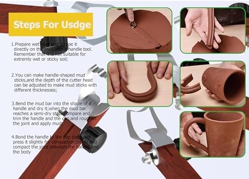 5 Pcs Pottery Handle Making Tools Set - Carving, Scraper & Clay Extruder for Mug