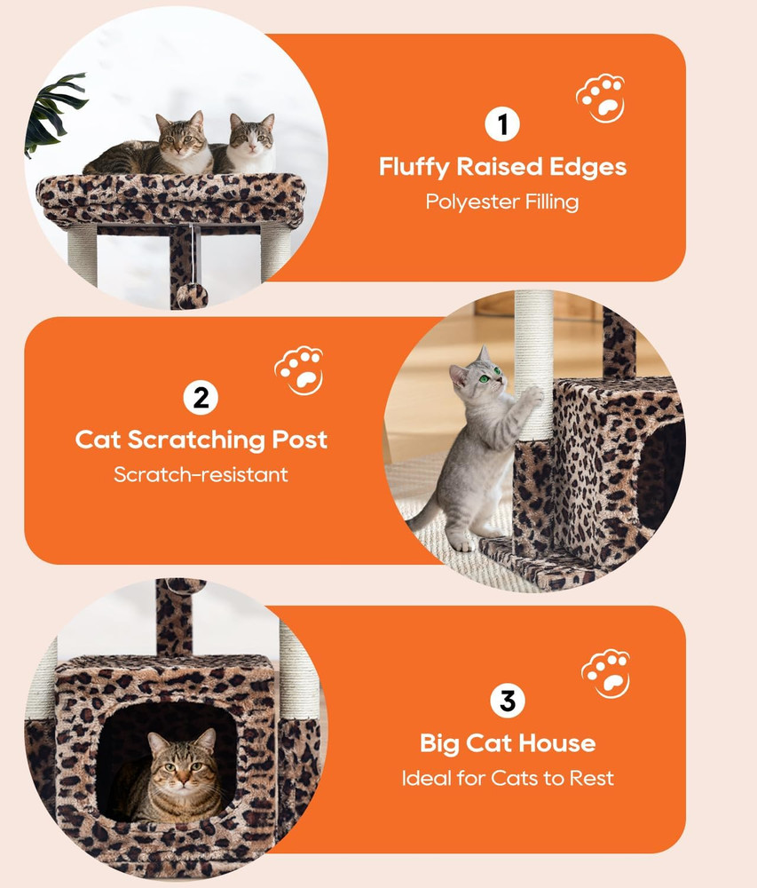 27" Cat Tree for Indoor Cats, Activity Tower with Scratching Posts, Modern Kitte