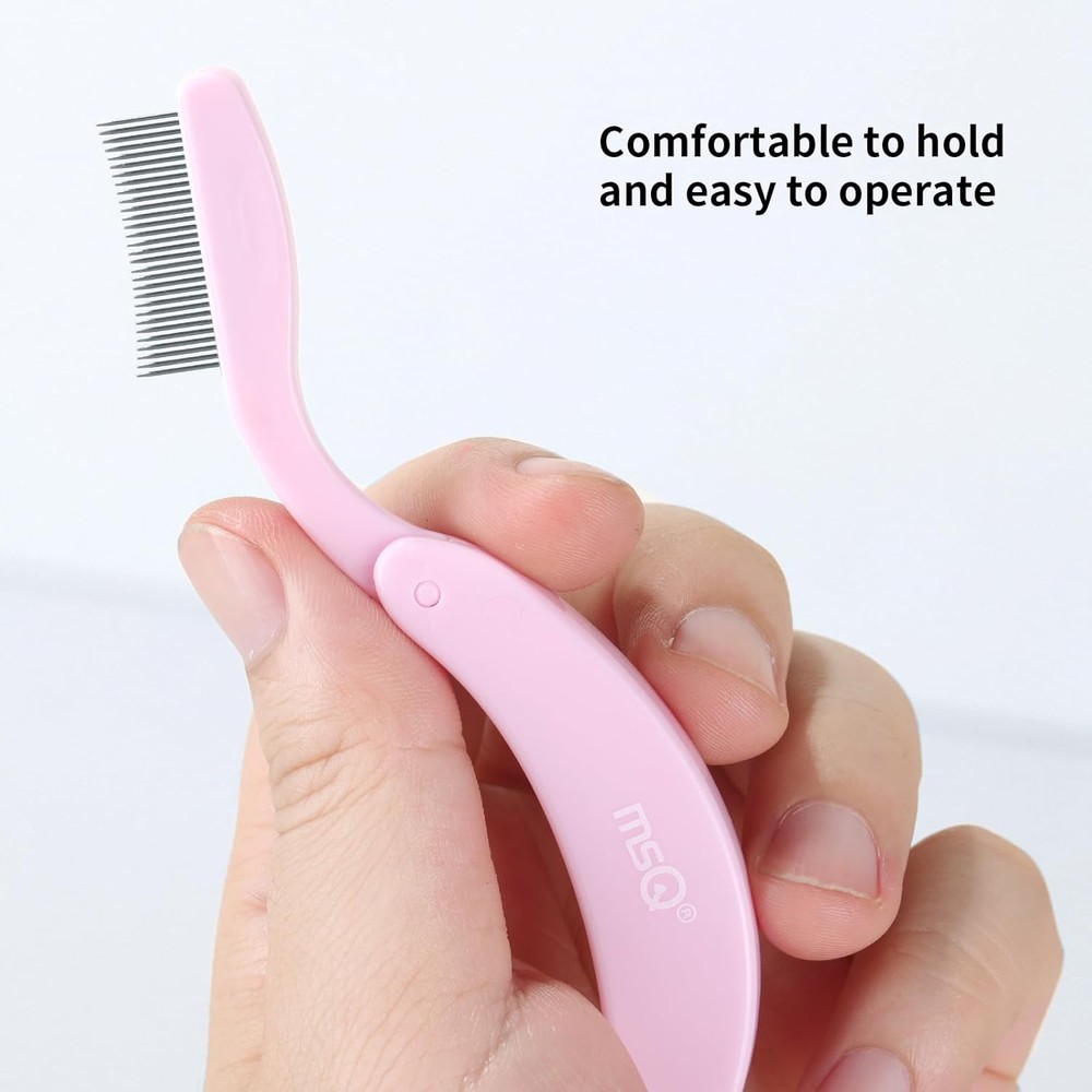 Eyelash Comb MSQ Separator Tool Folding Pink