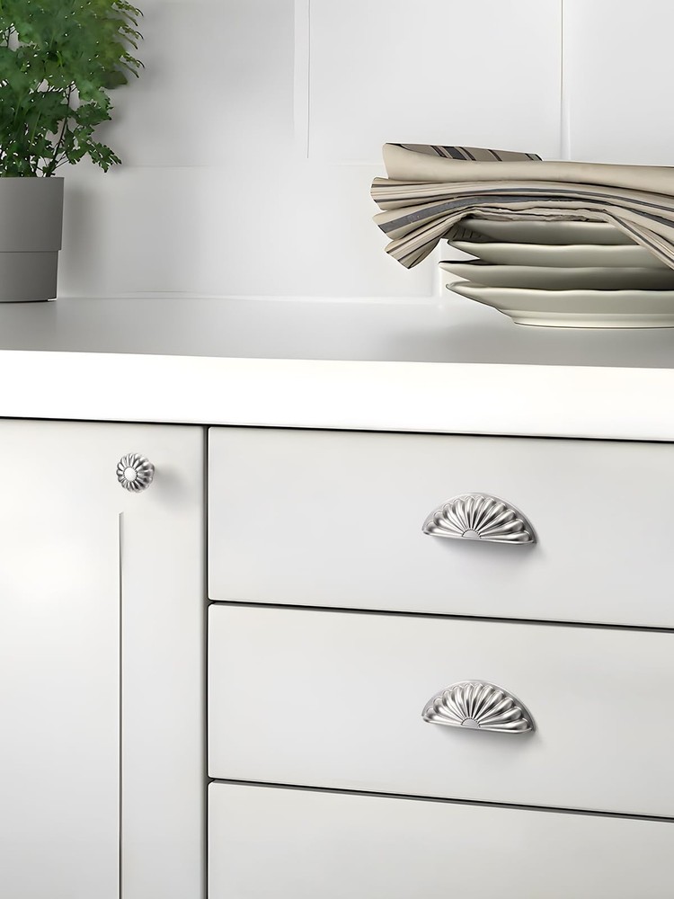 Brushed Nickel Cabinet Cup Pulls 3" Hole Center 10 Pack Silver Drawer Pulls K...