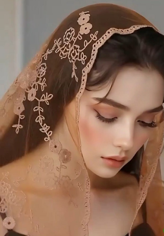 Catholic Mass Lace Embroidered Mantilla