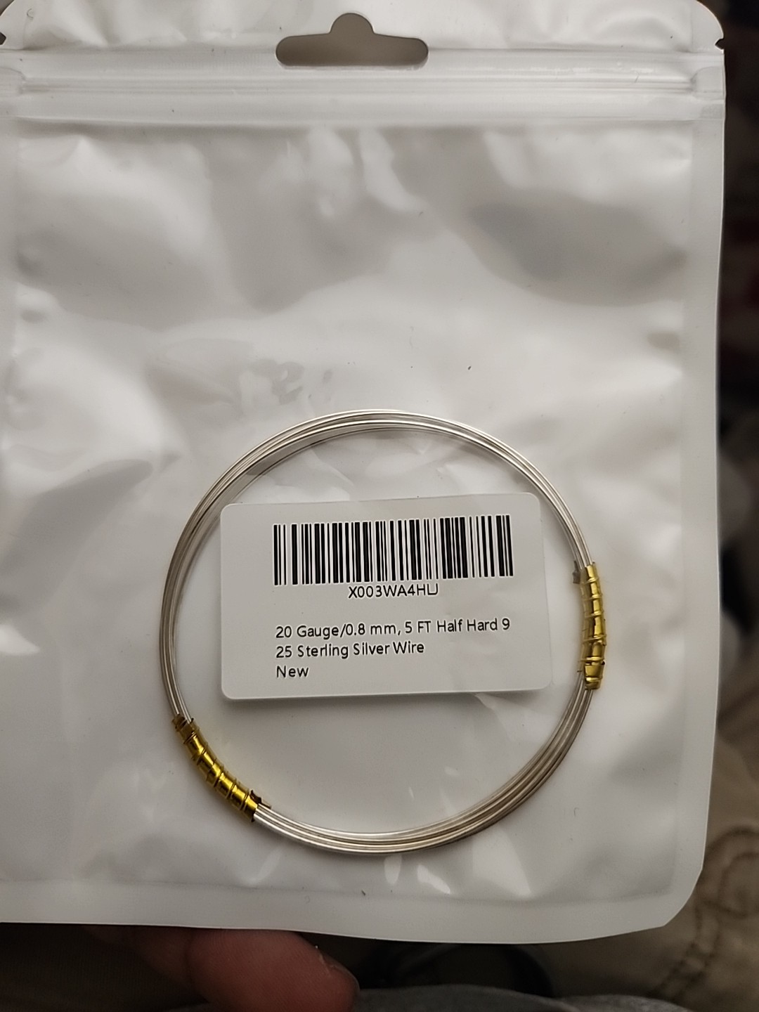 20 Gauge/0.8 mm, 5 FT Half Hard 925 Sterling Silver Jewelry Wire 20 Gauge