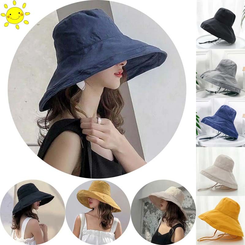 Women Wide Brim Fisherman Hat Beach Bucket Summer Foldable Cap Sun UV Protection