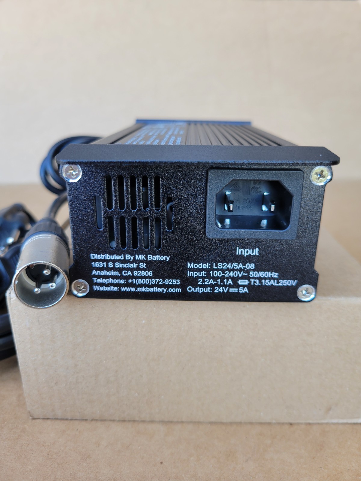 MK Wheelchair Battery Charger LS24/5A-08 24v 5a 3 prong power charger 24 volts