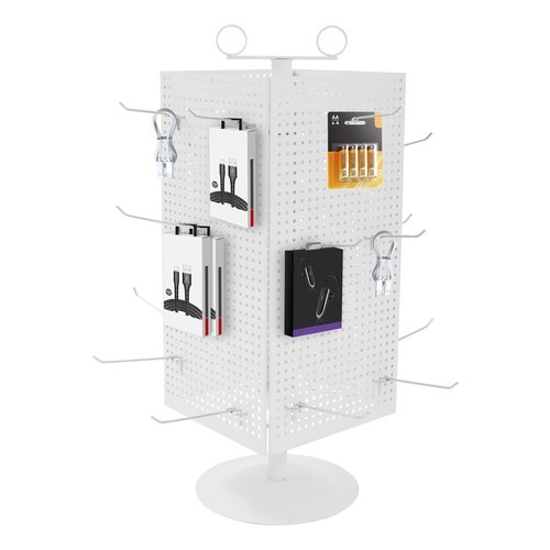 Display Stand, Perforated Panel Display Stand, 4-Sided Revolving Display Stand