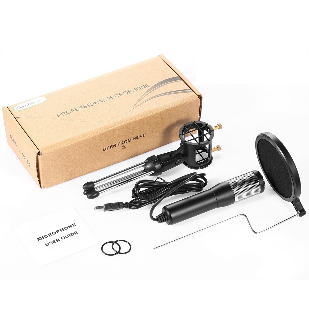USB Condenser Microphone w/ Tripod Stand For Game Chat Audio Recording Computer