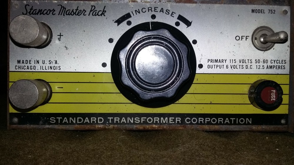 Stancor Master Pack Standard 6 VDC 12.5 A Transformer Model 752 Powers On, As Is