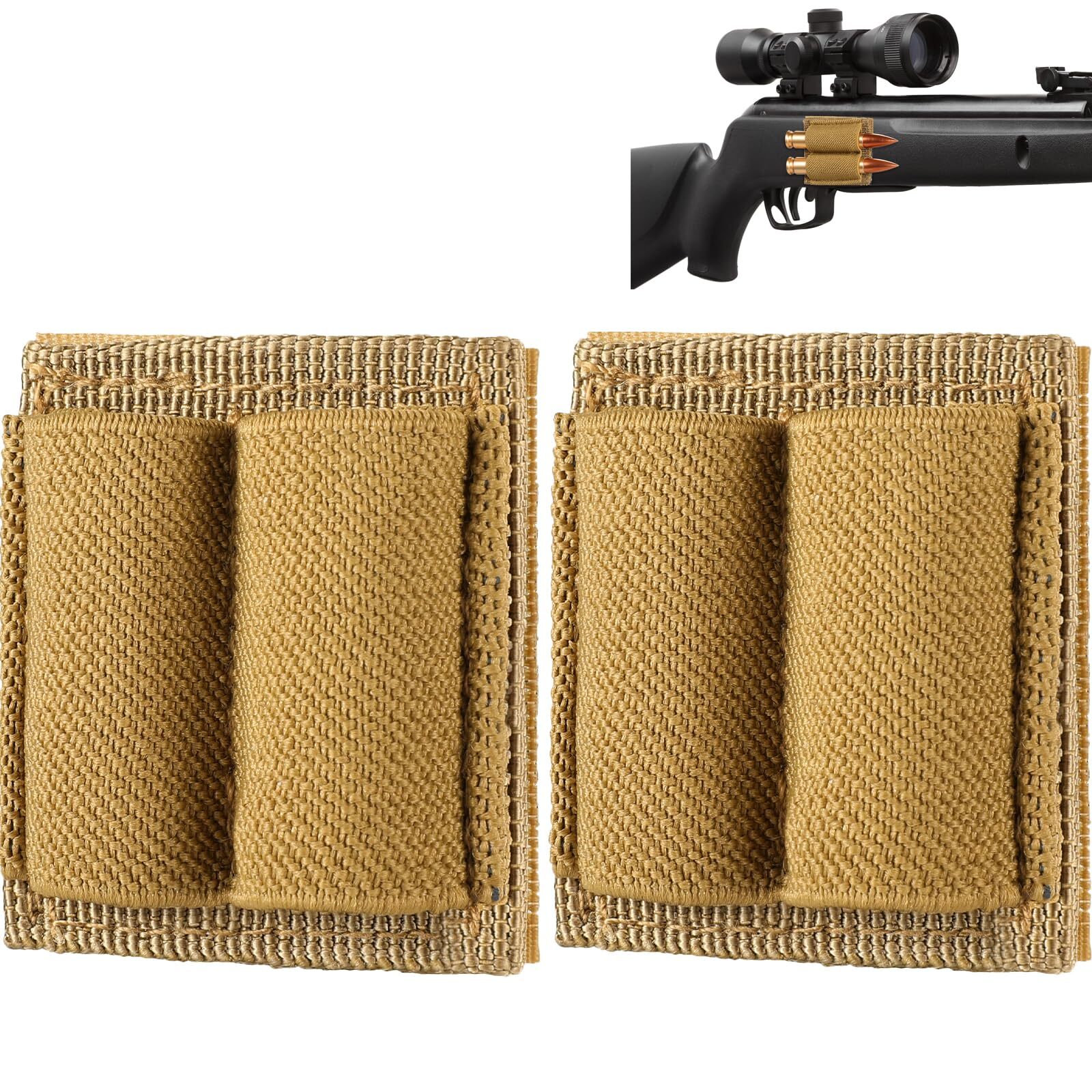 2PCS 2 Round Bullet Holder for Rifle Ammo Holder Bullet Keeper with Hook & Loop