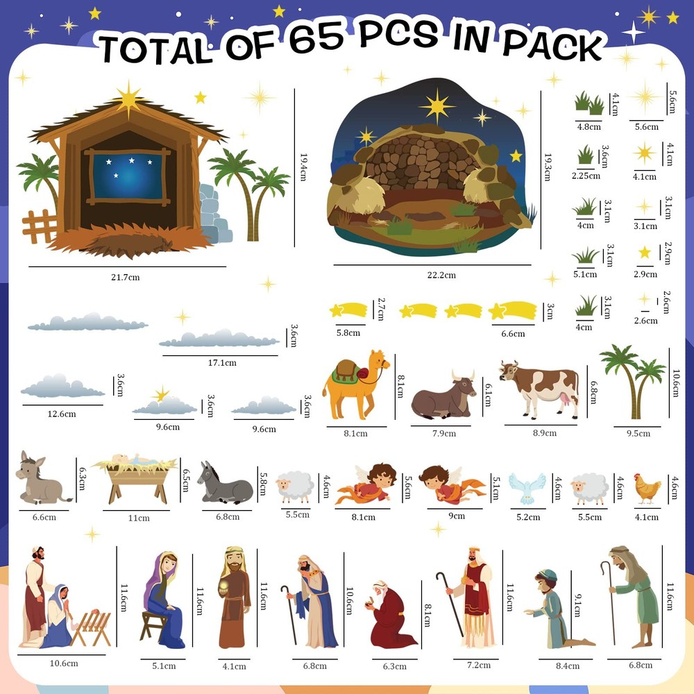 65 Pcs Easter Nativity Bulletin Board Decorations Set Christian Religious Easter