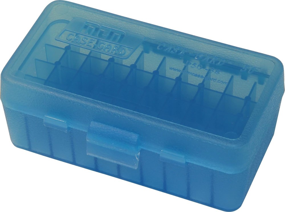 MTM 100 Round Flip-Top Ammo Box 38/357 Cal (Clear Blue)