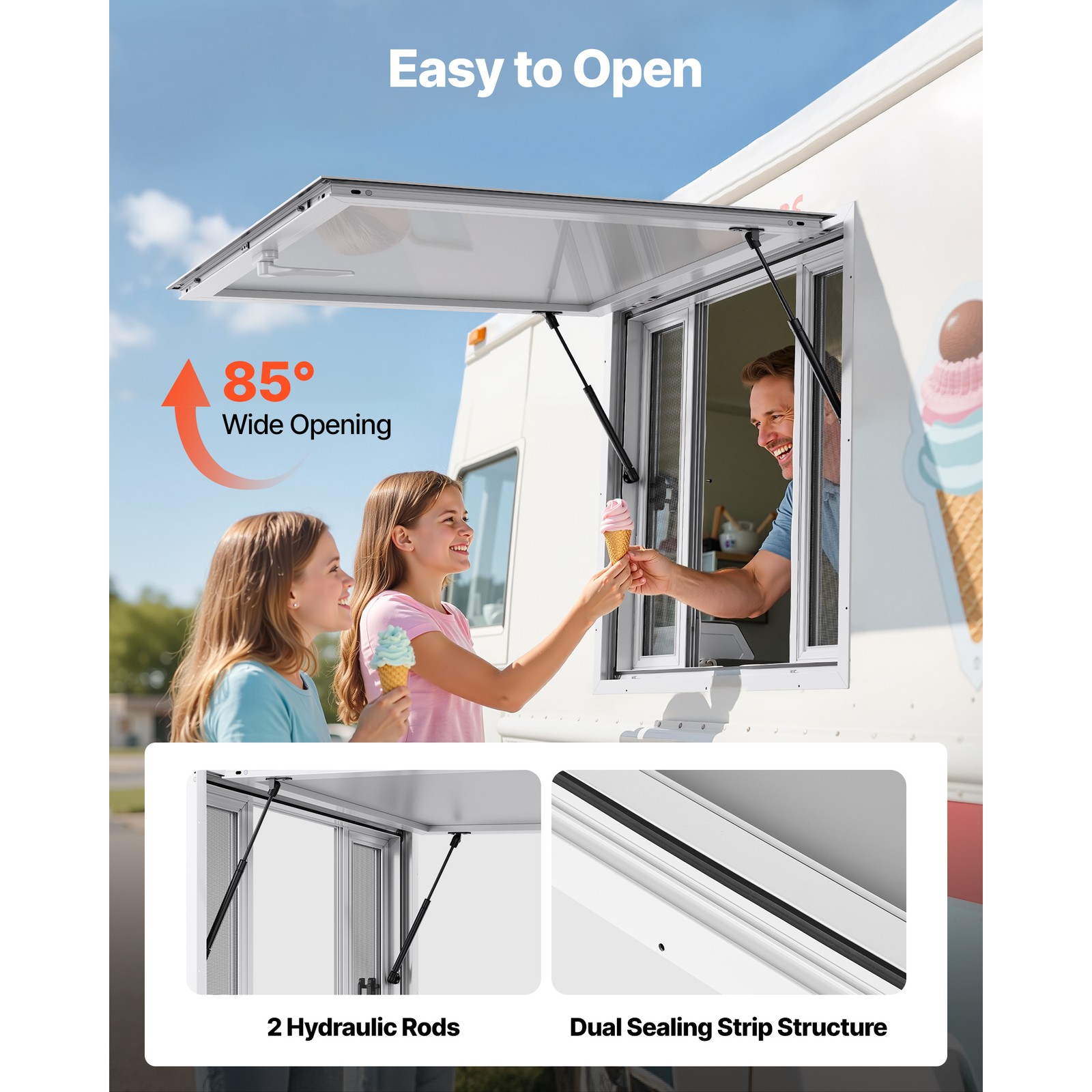 Uimoso 36x36in Aluminum Alloy Food Truck Service Window with Awning