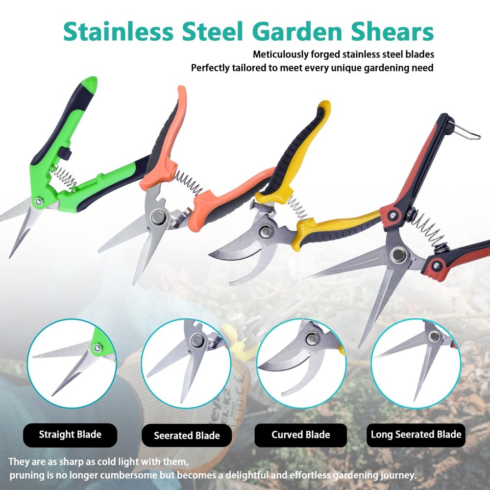 Renashed 4 Pack Garden Pruning Shears Scissors Set, Stainless Multi-color