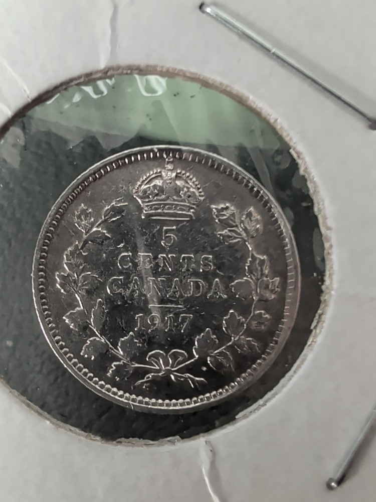 1917 Canada Silver 5 Cents EF+ EE83