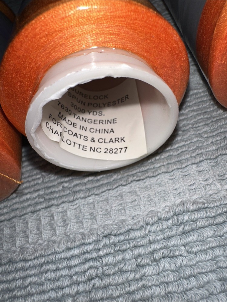 Coats Surelock 4 Spools 7630 Tangerine Orange Polyester Thread,3000 Yds