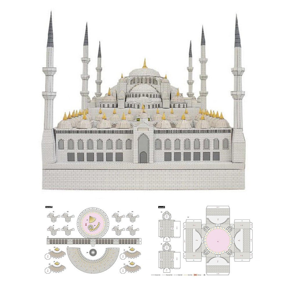Blue Mosque Sudan 3D Paper Model Replacement Accessories Commponents Beautiful