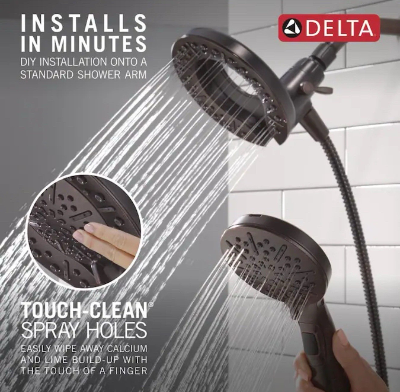 Delta In2ition 2 in 1 shower head. 5 Spray Settings. Venetian Bronze
