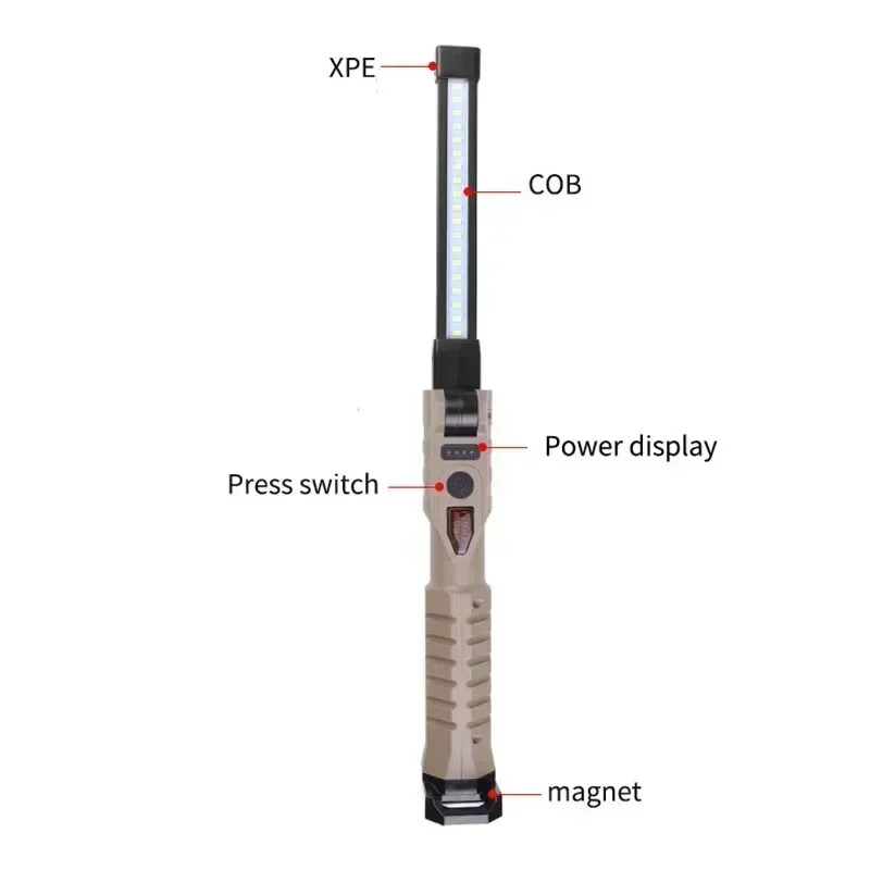 Folding COB XPE LED Work Light Flashlight USB Rechargeable SOS Torch