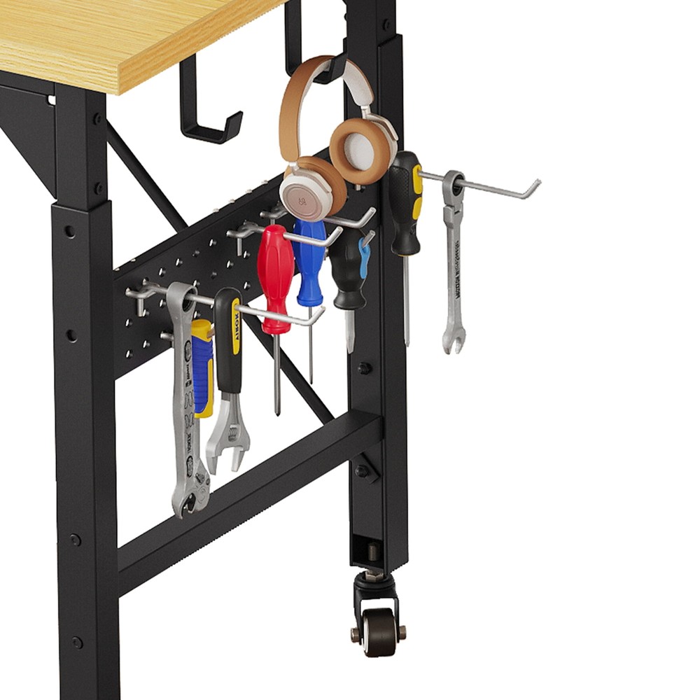 GARAGE Rolling WORKBENCH Multifunctional 52"H Tool Pegboard Power Outlets Steel
