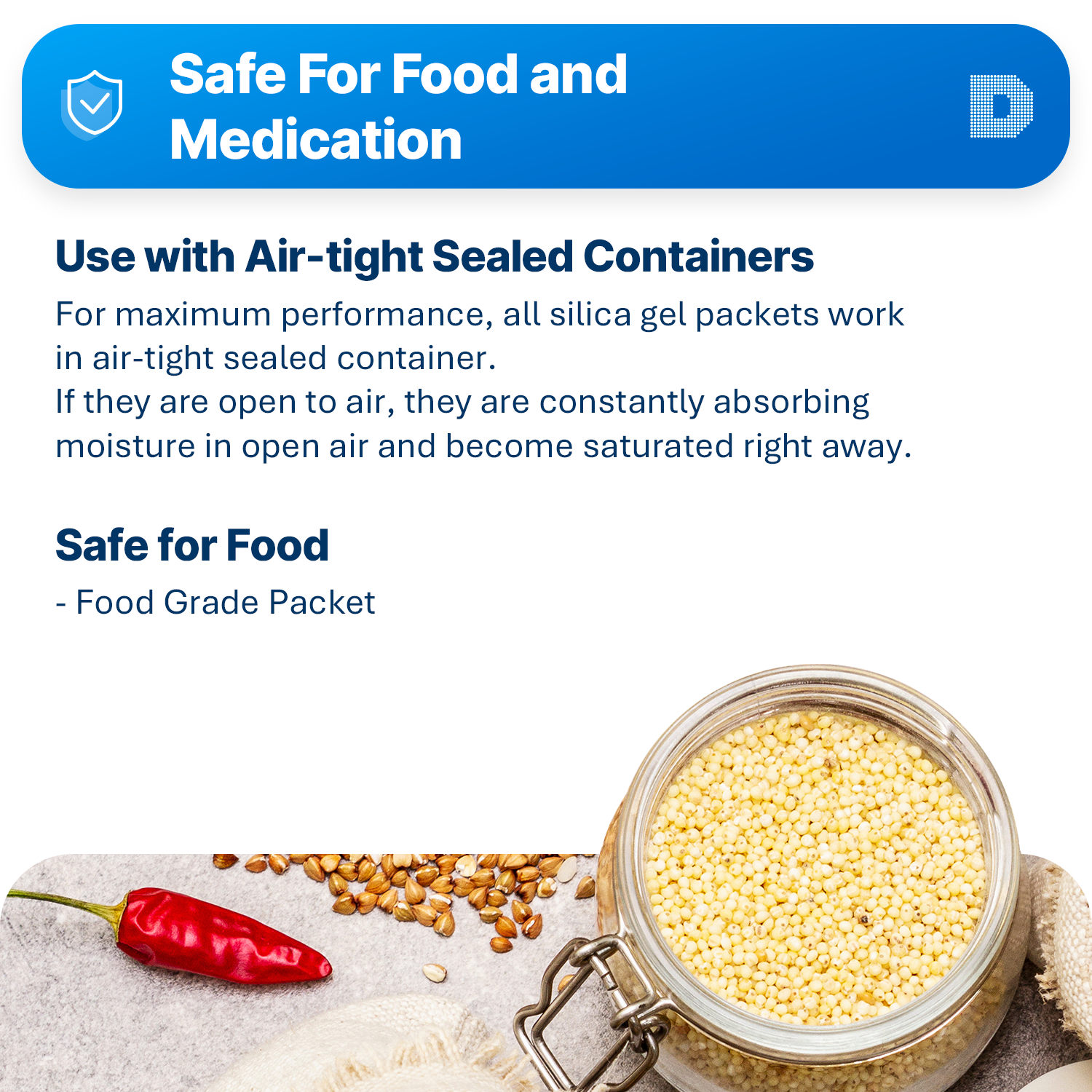 10 gram X 60 PK "Dry & Dry" Silica Gel Desiccant Packets(Reusable)-FDA Compliant