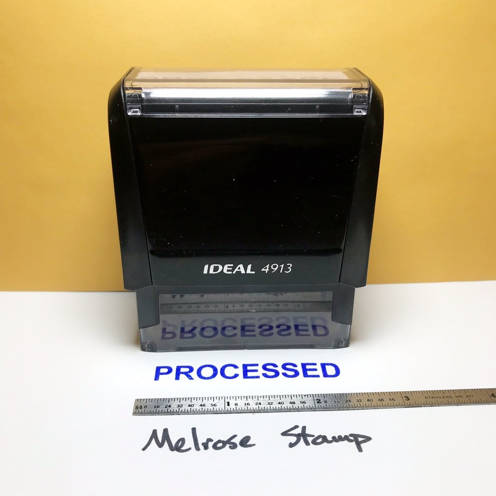 Processed Rubber Stamp Blue Ink Self Inking Ideal 4913