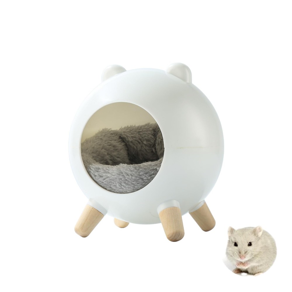 White Hamster Hideout Tiny House Space Elf Hiding Nest Durable Plush Pad